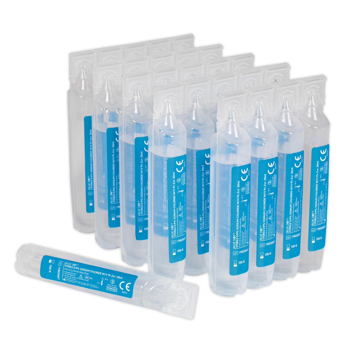 Sealey Eye Wash Solution Pods 25 Pieces 20ml Saline Sterile Single Use EWS25