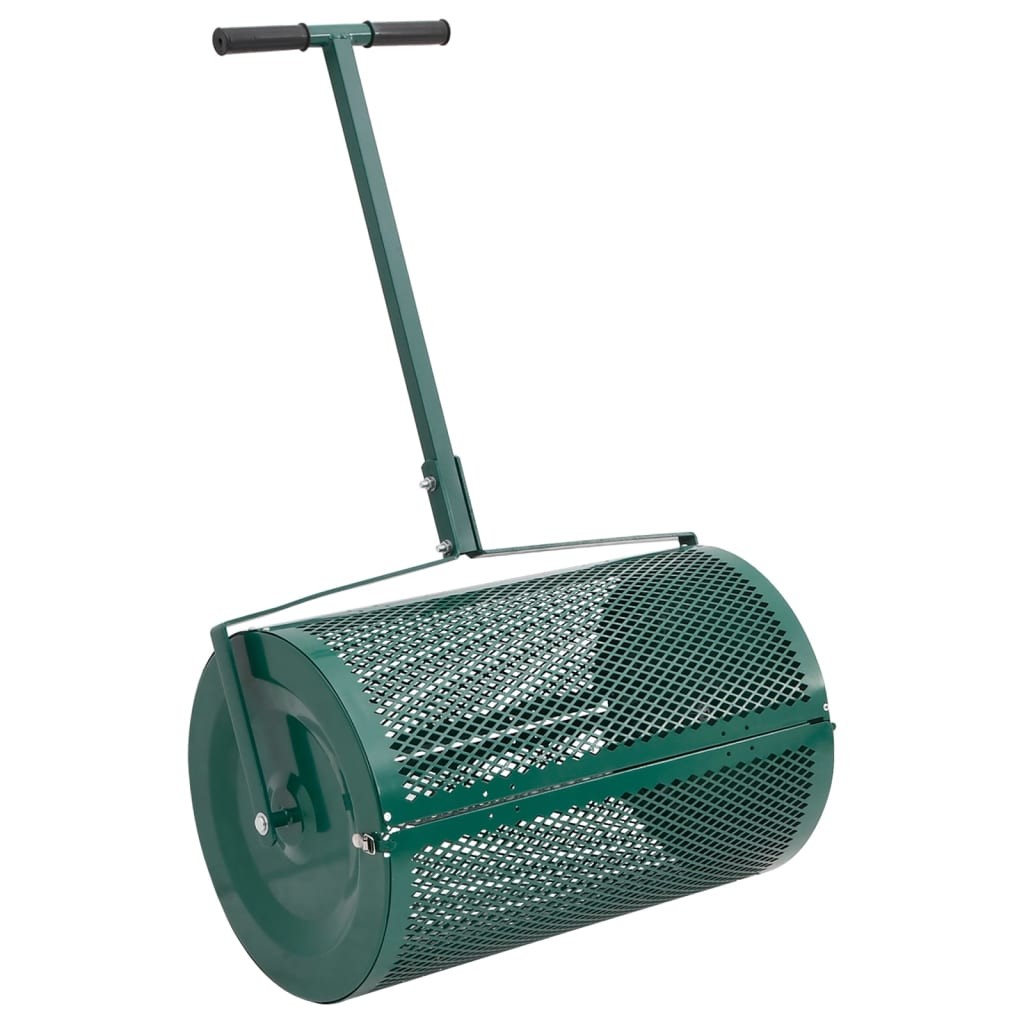 Compost Spreader Moss Manure Spreaders Roller Green Steel vidaXL