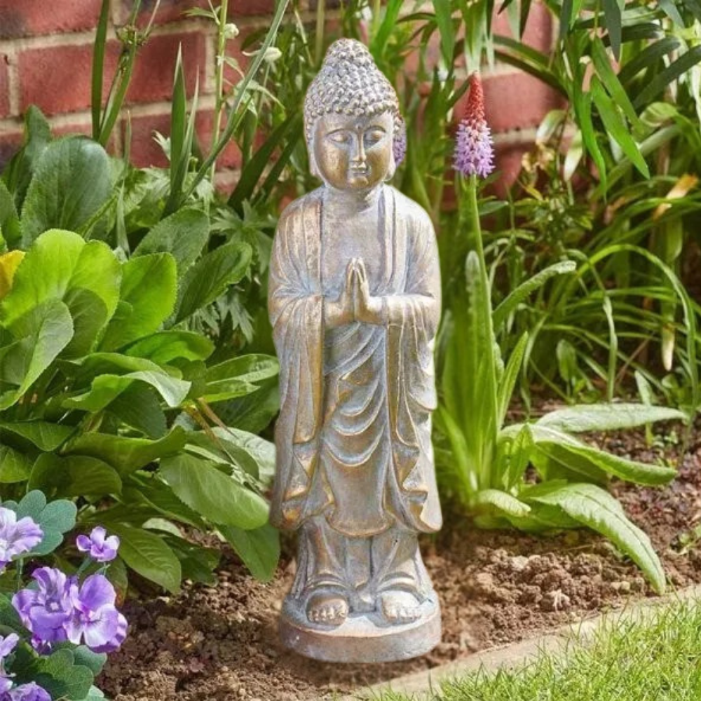 Praying Buddha Garden Ornament Gold Indoor Outdoor Large Statue Decor Zen Figure