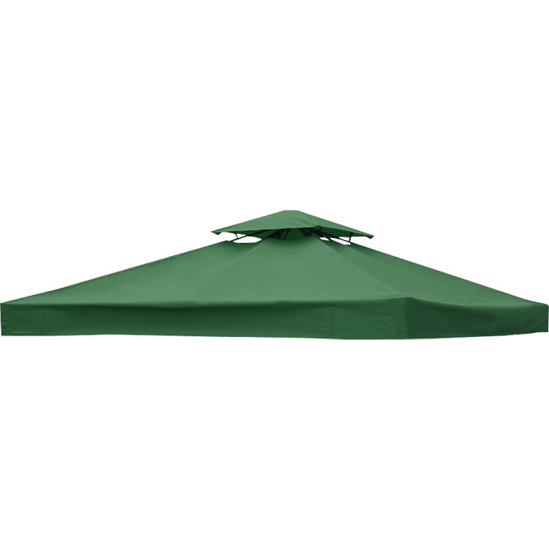 3m x 3m Garden Replacement Gazebo Canopy Roof Top 2-Tier Tent Cover Green