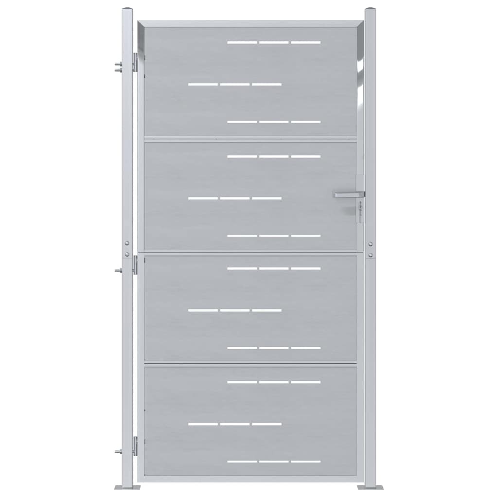 vidaXL Garden Gate with Lock Silver 96 x 200 cm Stainless Steel, Garden and Terr