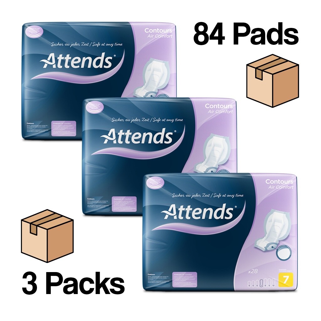 Attends Contours 7 Air Comfort Faecal & Urinary Incontinence Pads x 84