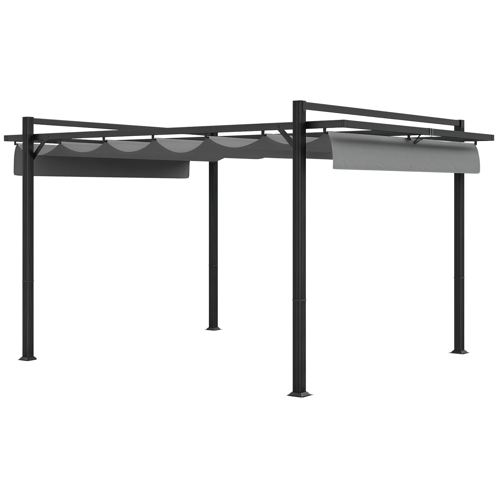 Outsunny 3 x 4m Pergola with Retractable Roof and Aluminium Frame, Grey