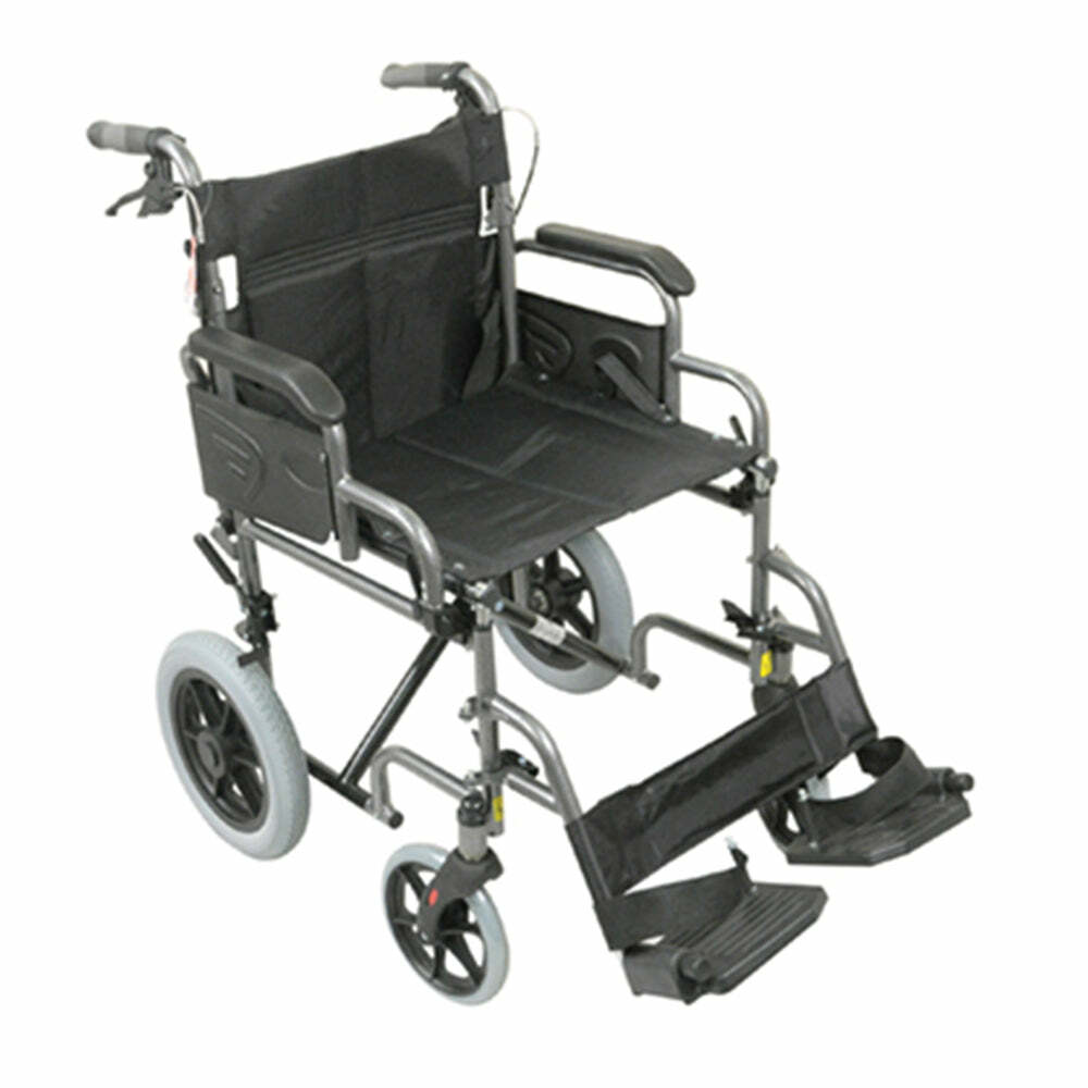 Deluxe Attendant Propelled Steel Wheelchair - Compact Foldable Design - Hammered
