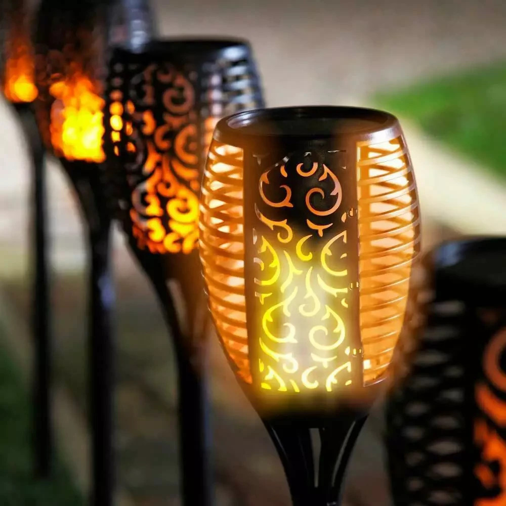 4 x LED Solar Powered Large Torch Lights Dancing Flame Flickering Garden 68 LED