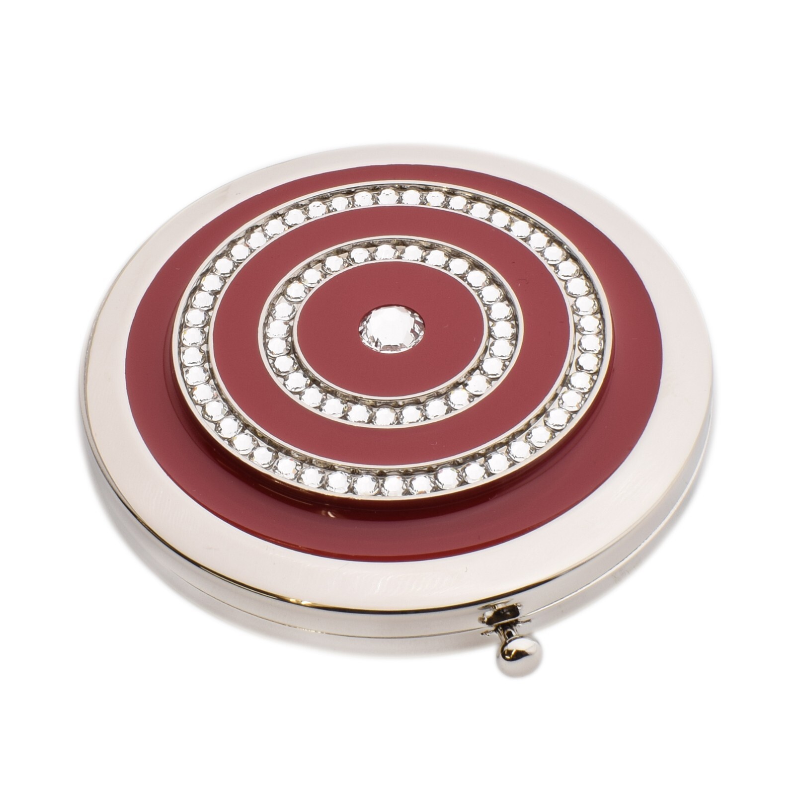 Personalised Made With Swarovski Crystal Elements Burgundy Round Handbag Mirror