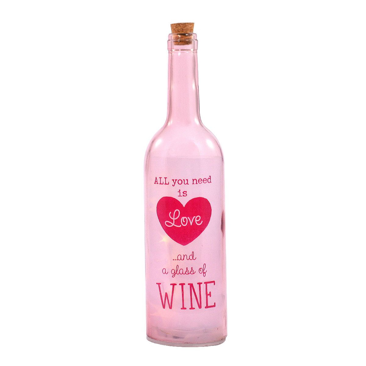 ALL YOU NEED IS LOVE ILLUMINATED WINE BOTTLE DECOR LED STAR LIGHT MESSAGE GIFT