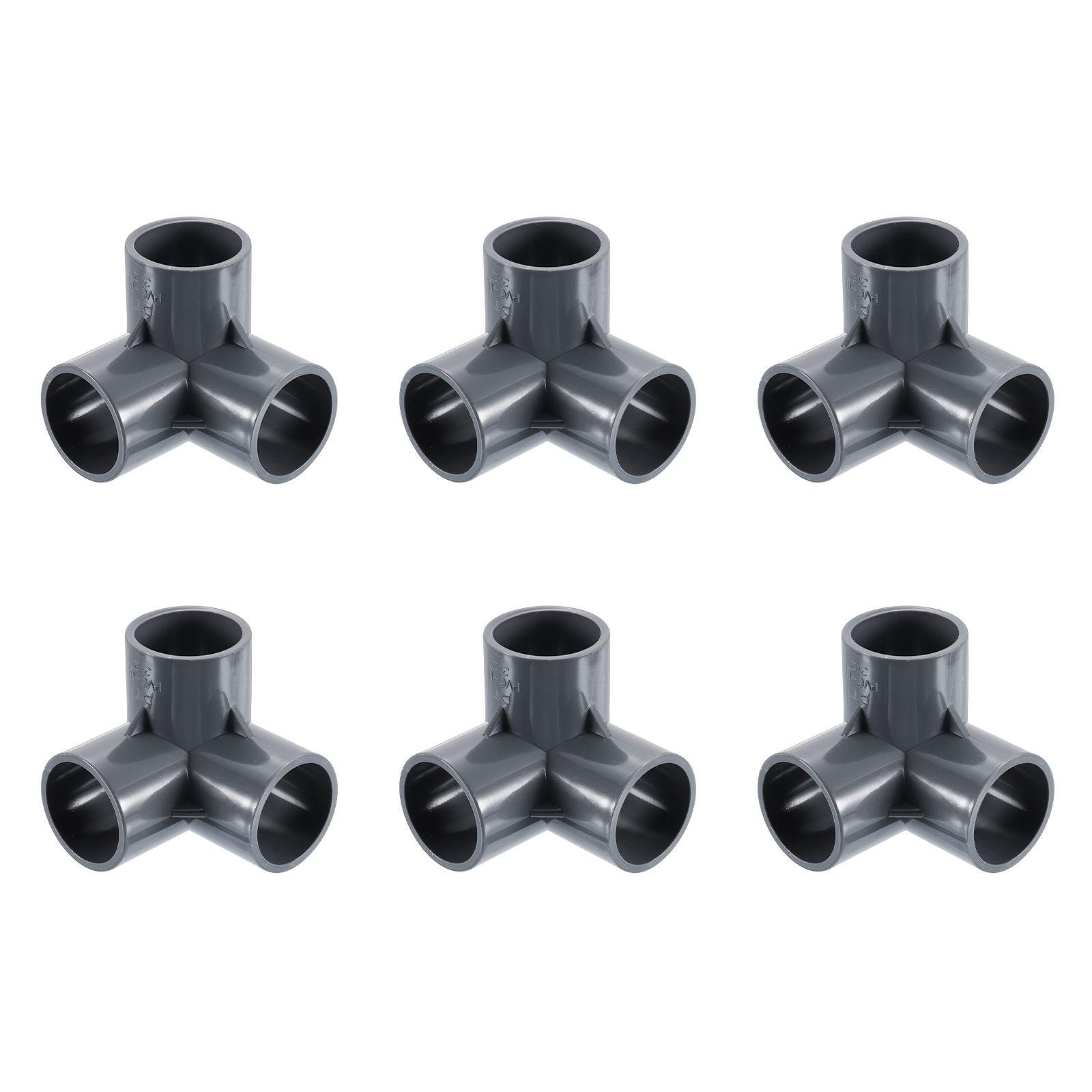 1" PVC Fittings, 6 Pcs 3 Way Elbow Connector Elbow PVC Corner Fitting, Grey
