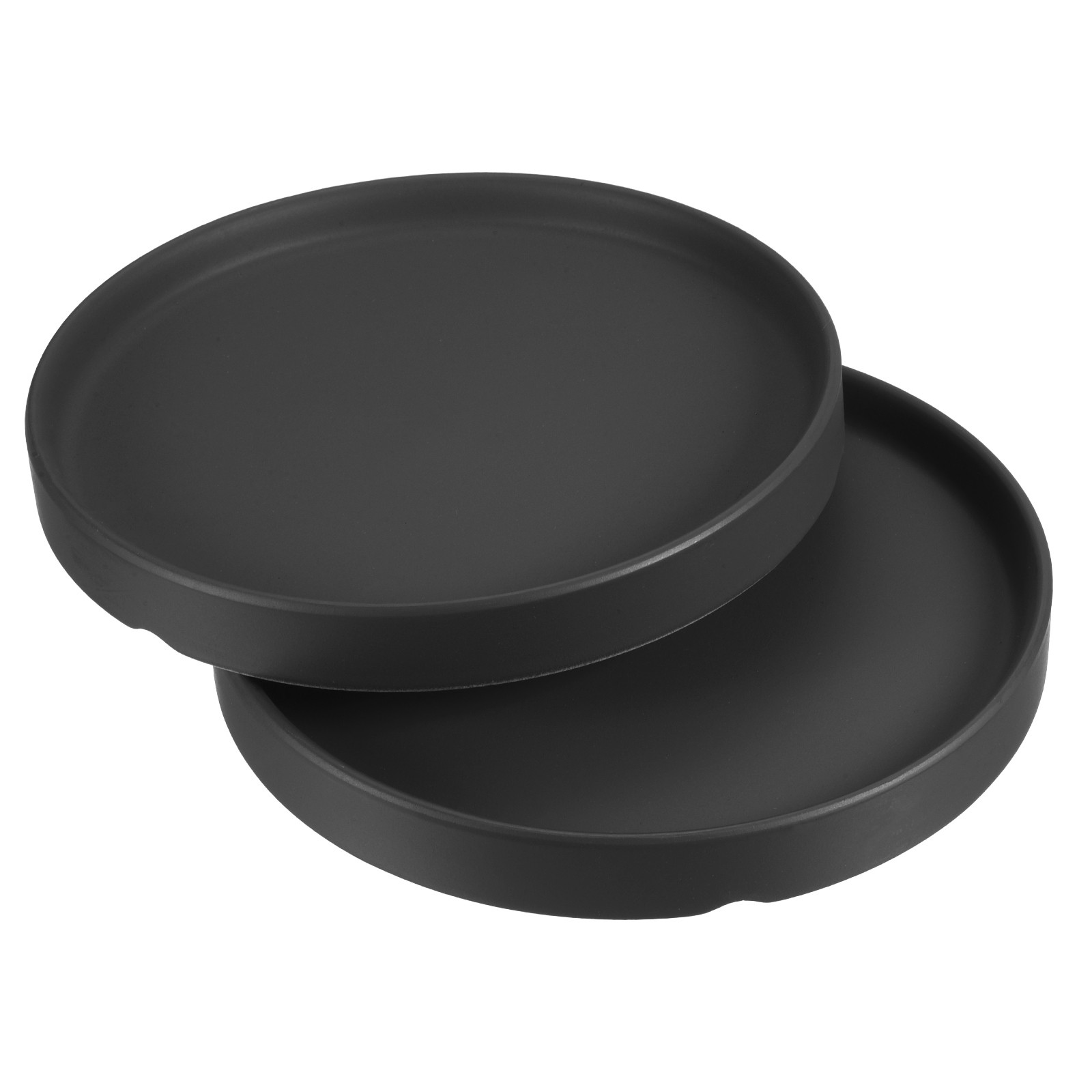 Plant Pot Saucer 6 Inch OD, 2 Pack Ceramic Round Flower Tray, Black