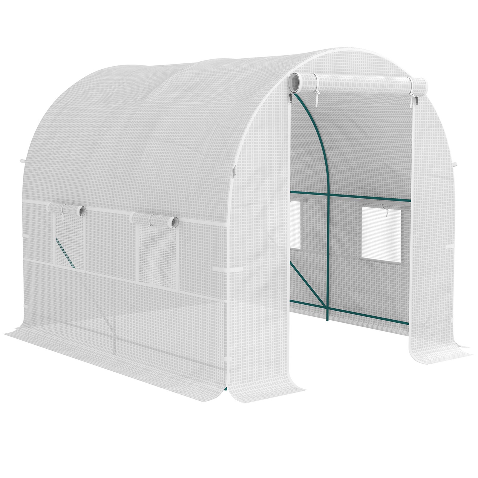 Outsunny Polytunnel Greenhouse Outdoor Grow House Roll Up Door Windows 2x2.5m