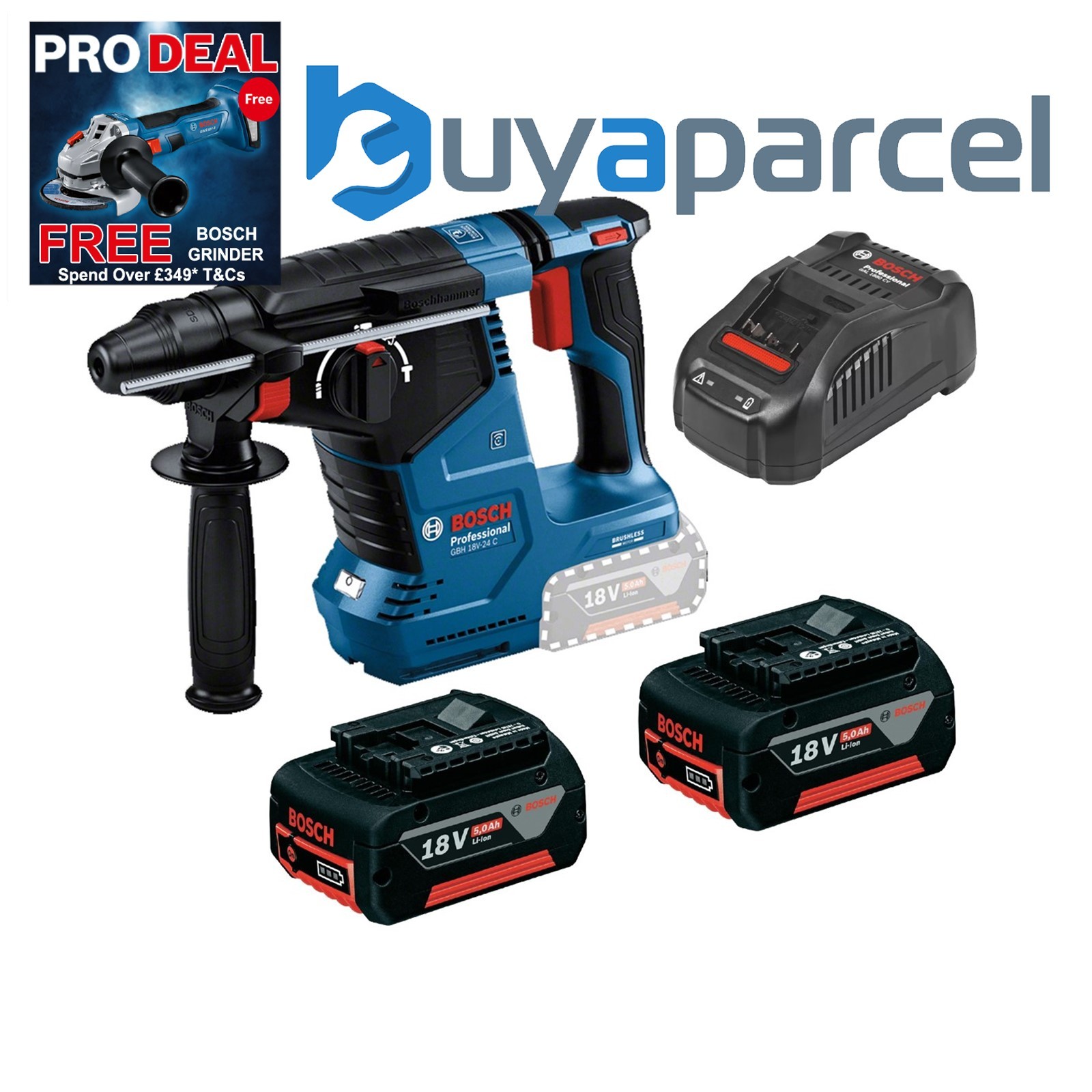 Bosch GBH18V-24C 18v Brushless SDS+ Rotary Hammer Drill GBH18V24C 2 x 5.0Ah