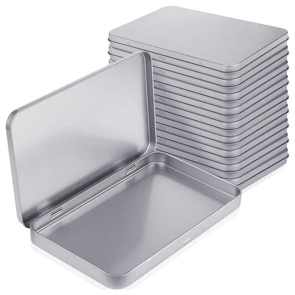 Rectangular Metal Tin Box with Lid Metal Hinged Lid Tin Metal Empty Tin Box5069