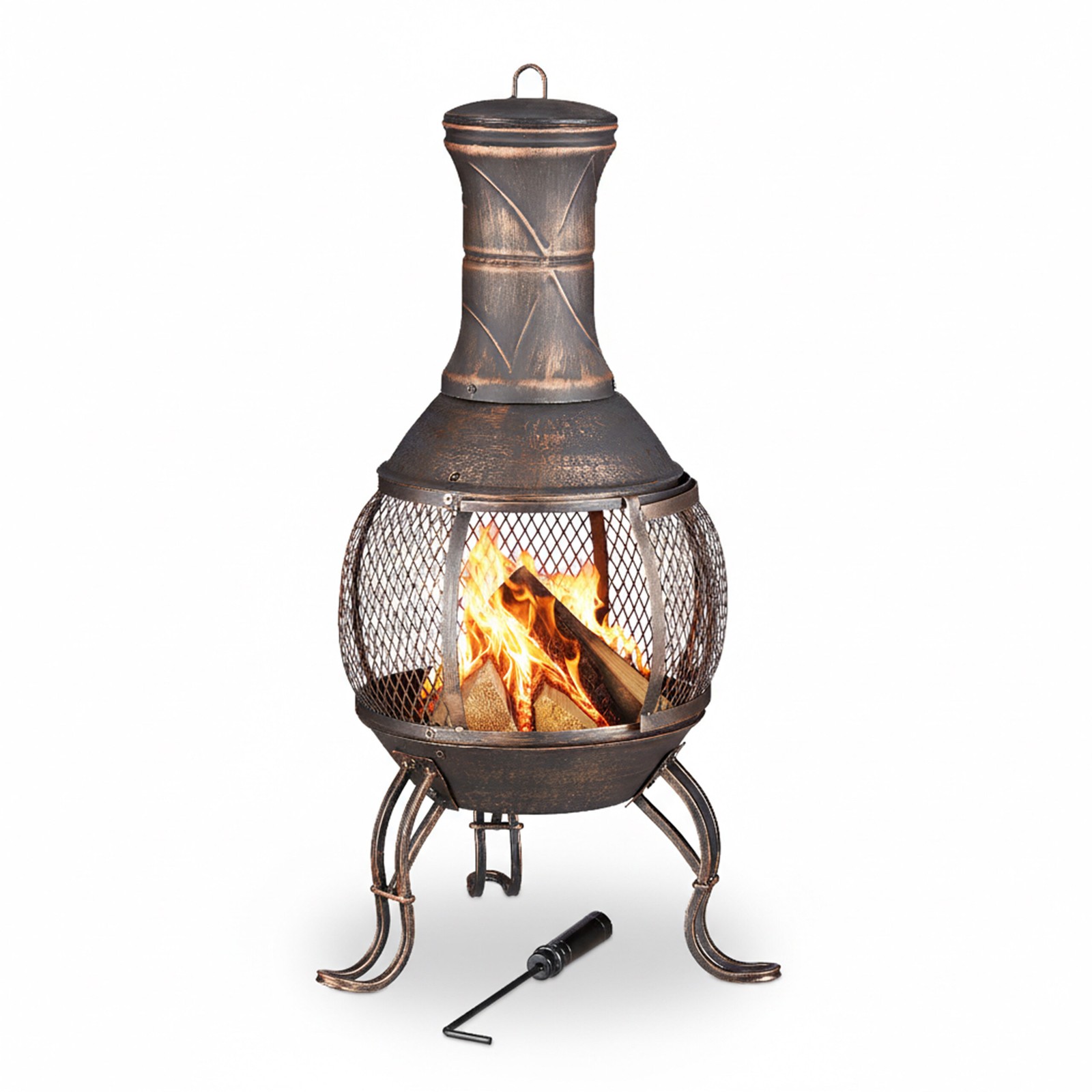 Chiminea Outdoor Fire Pit Garden Heater Patio Fireplace Bronze 89 cm Steel