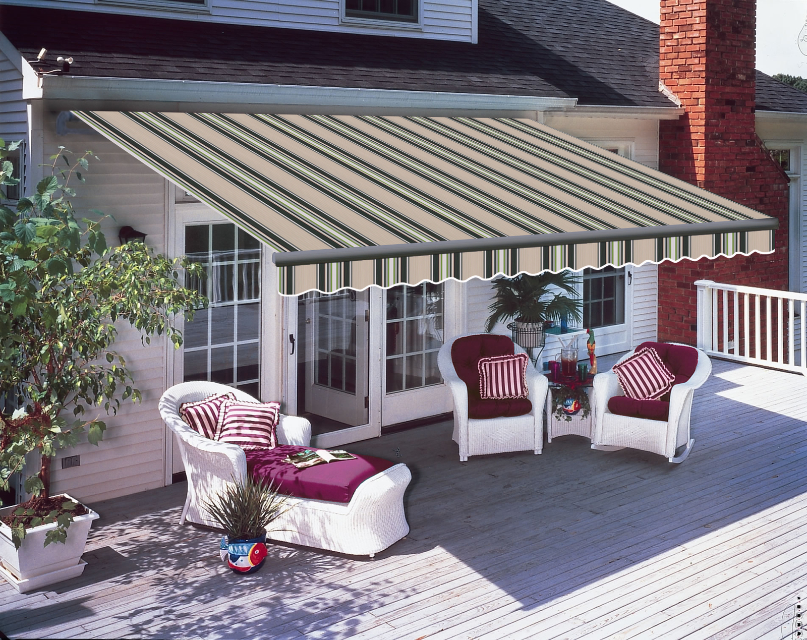 4M Manual Awning Canopy Outdoor Patio Garden Sun Shade Retractable Multi-Stripe