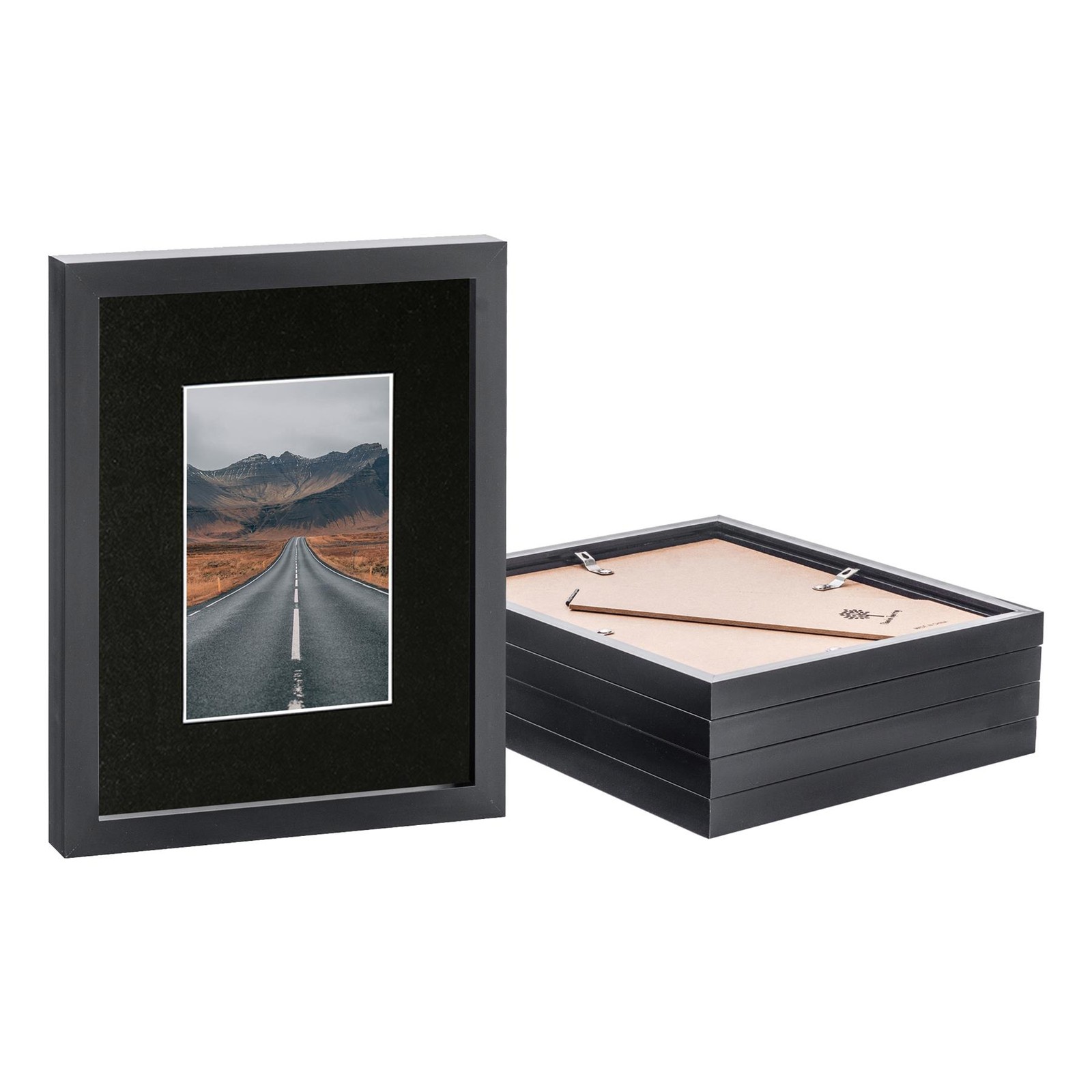 5x Black 8" x 10" Photo Frames with Black 4" x 6" Mount Picture Décor