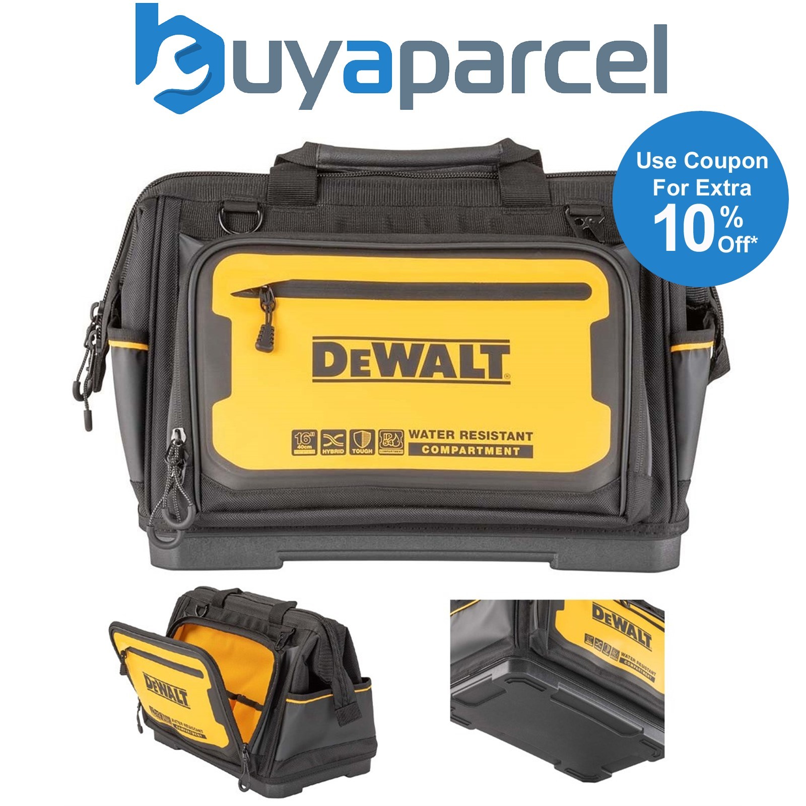 Dewalt DWST60103-1 Pro 16" Open Mouth Tool Bag Water Resistant Storage 19 Pocket