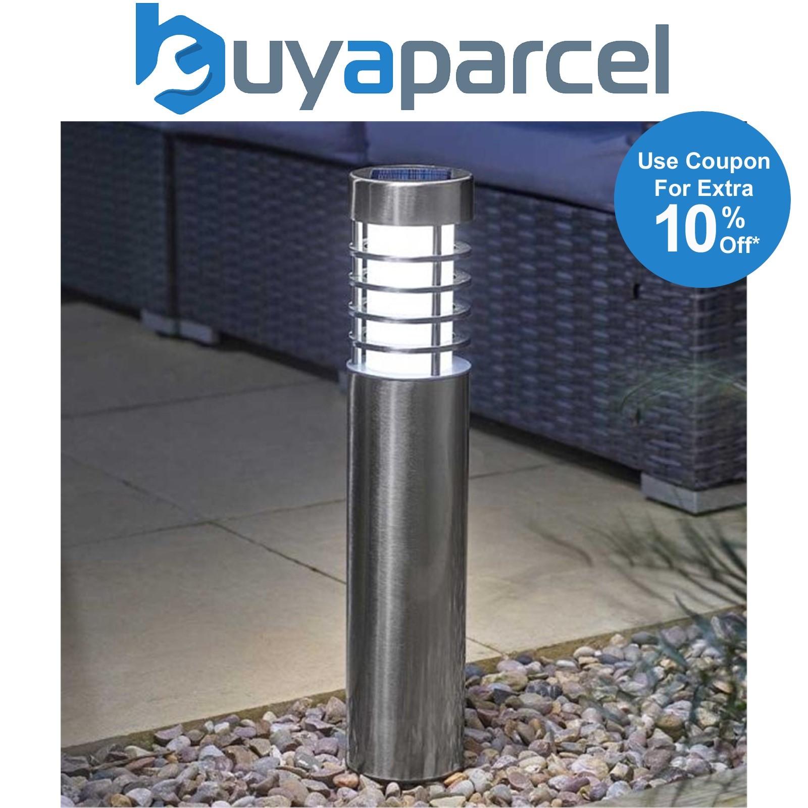 Smart Garden Orion Stainless Steel Solar Stake Bollard Post Light Super Bright