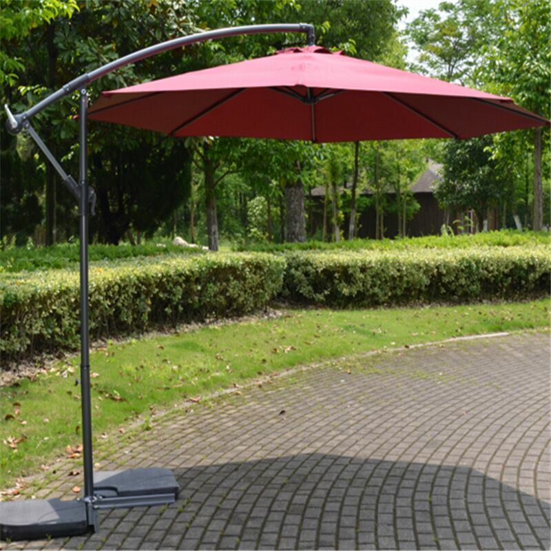 3m Hanging Banana Parasol Patio Garden Cantilever Sun Shade Umbrella Wine Red