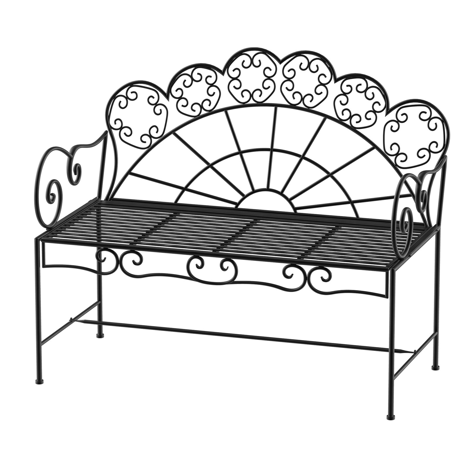Outsunny Garden Bench, Metal Outdoor Patio Garden Loveseat, Black