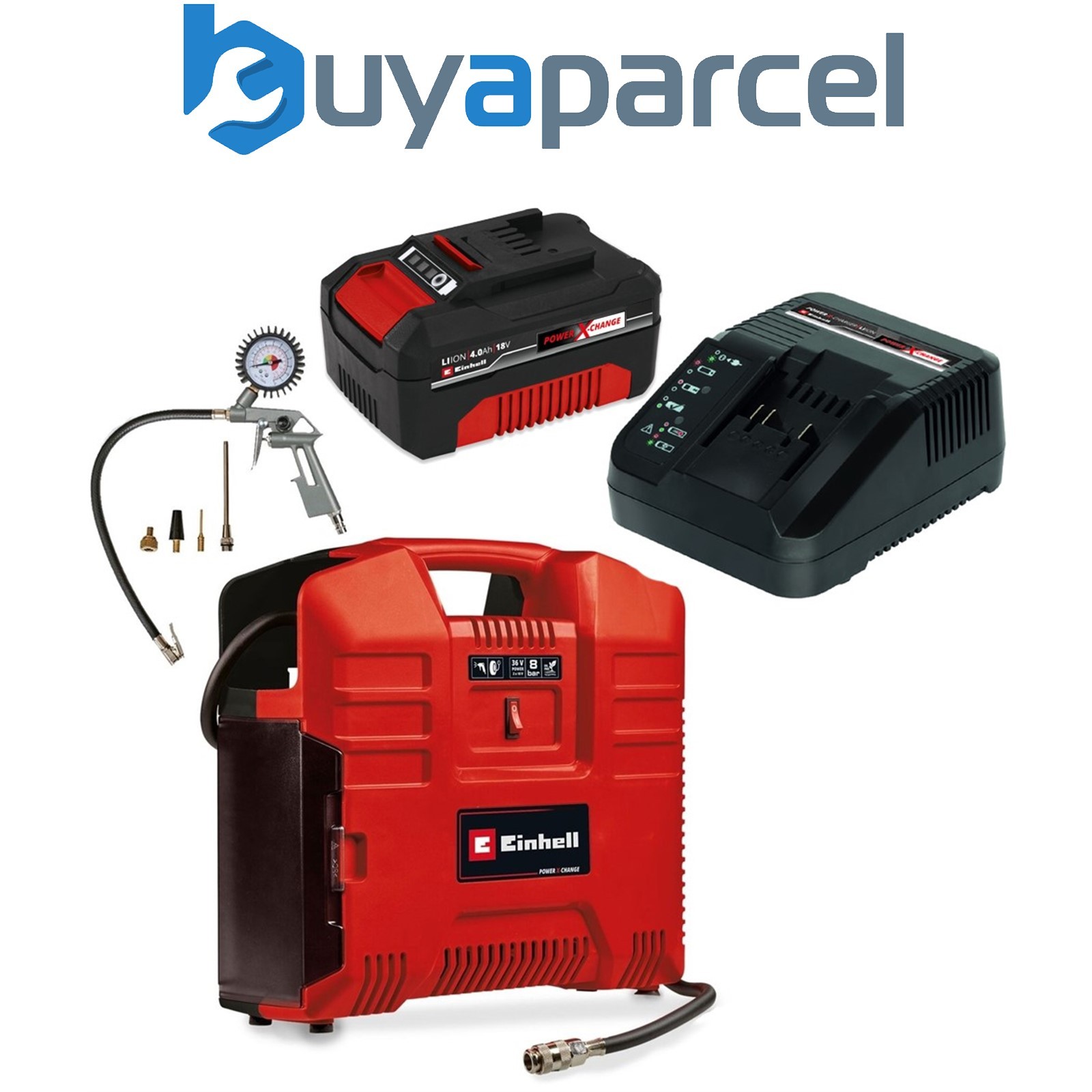 Einhell Power X-Change 18v Cordless Portable Compressor TE-AC + 4AH Kit