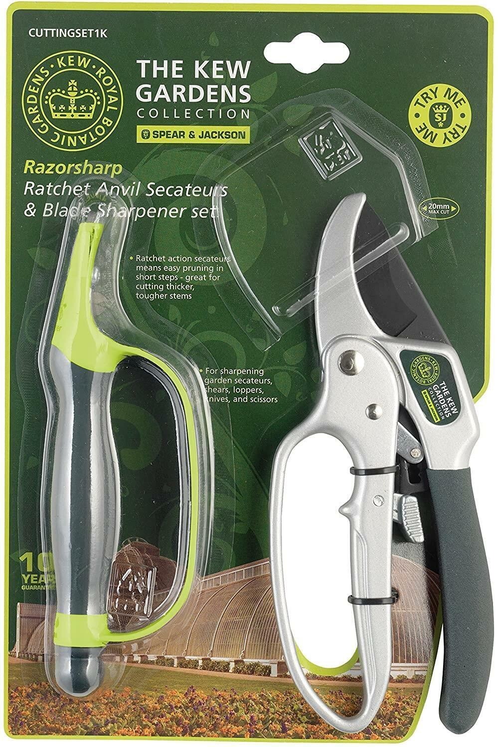 Spear & Jackson C-SET1K "Kew Gardens" Razorsharp Anvil Secateurs & Sharpener Set