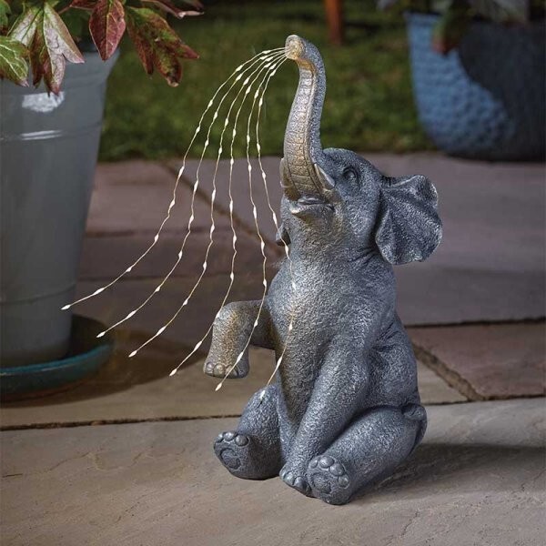 Solar LED Garden Ornament Light Up Elephant Outdoor Animal Decoration Large 36cm
