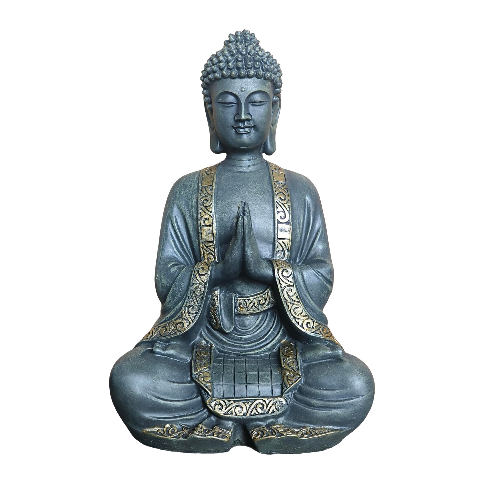 Buddha figure Asian decor Feng Shui garden ornament praying