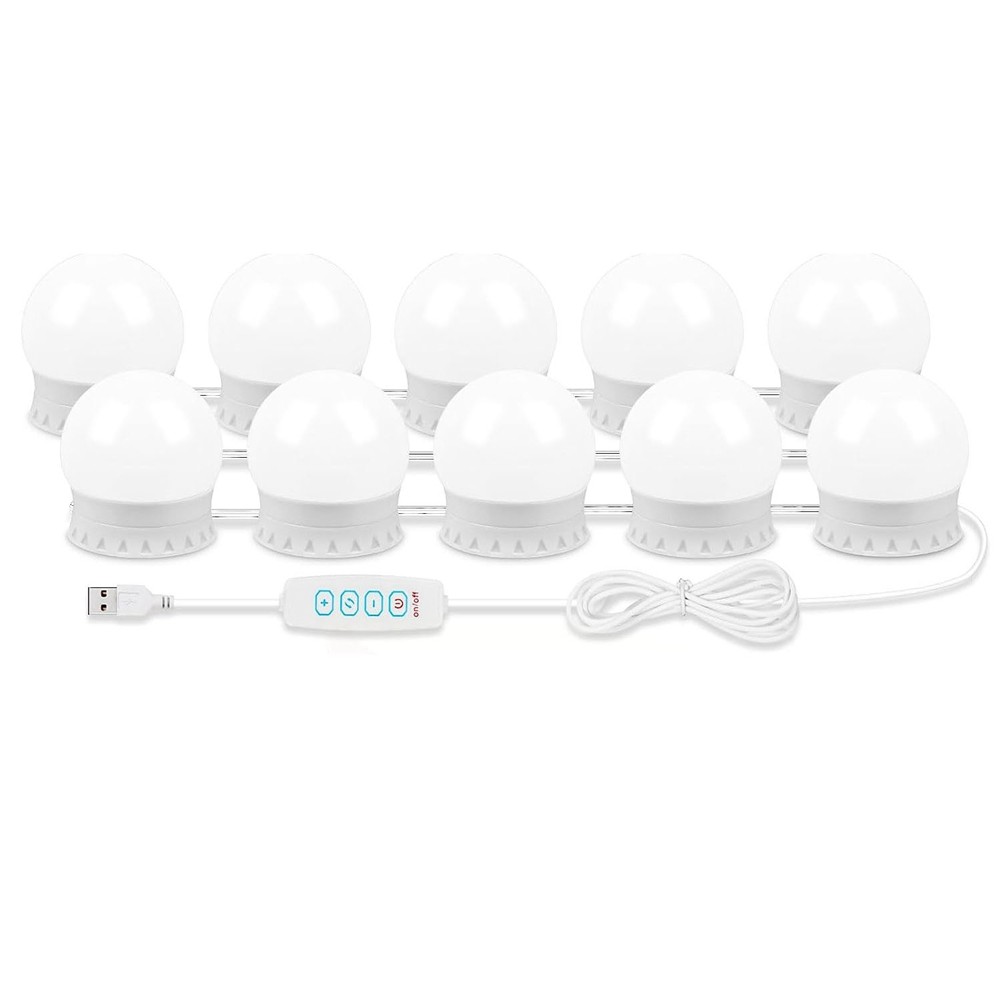 8X(LED Vanity Lights for , Vanity Lights Stick on with 10 Dimmable Bulbs,8515