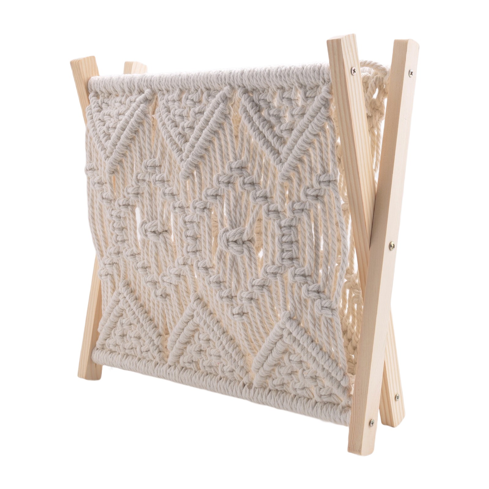 Boho Magazine Rack, Rope Woven Newspaper Rack, Magazine Baskets with Rope9170