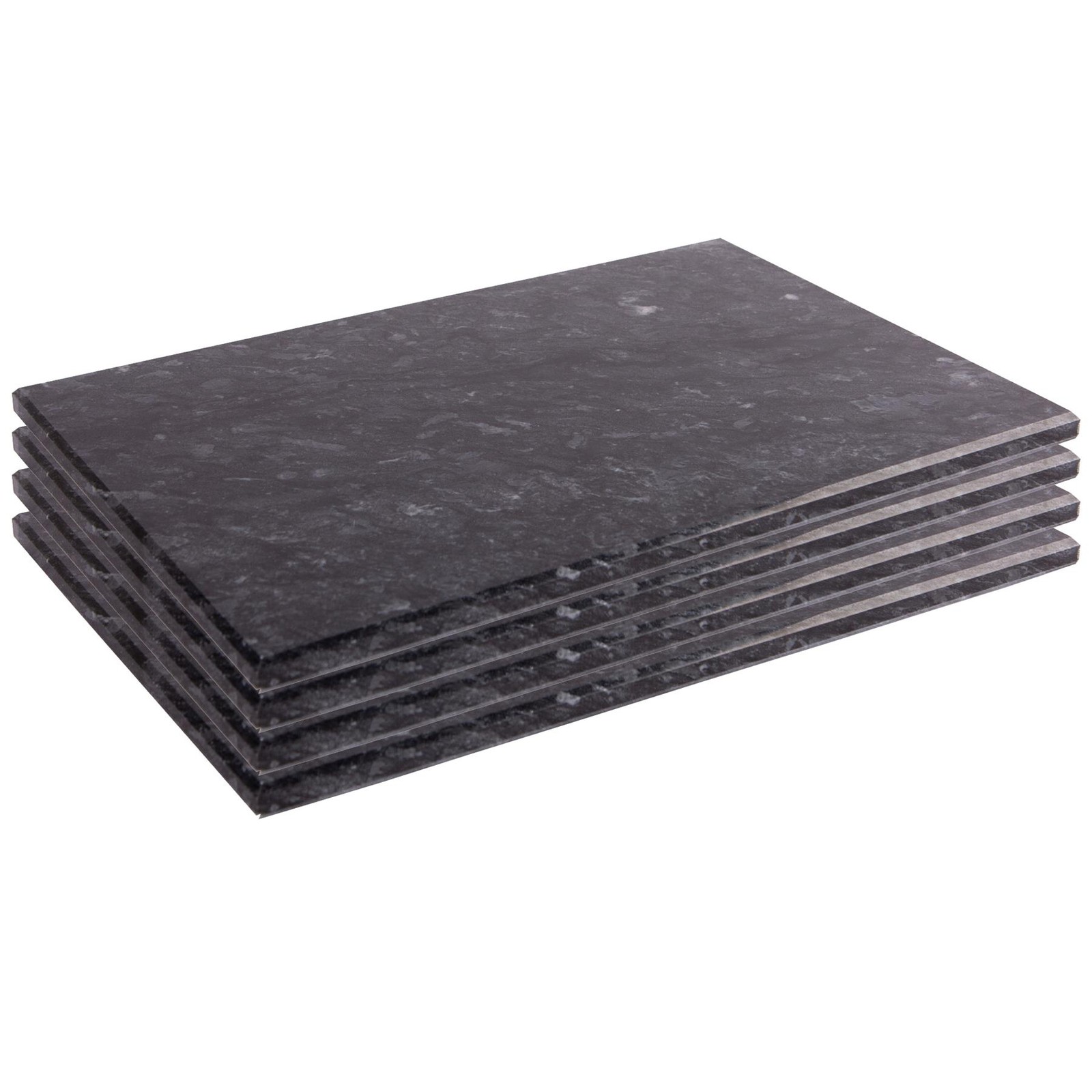 4x Marble Rectangle Placemats Stone Kitchen Dining Setting 30cm x 20cm Black