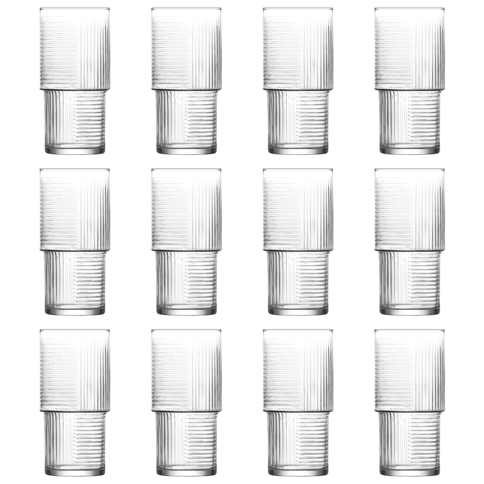 12x LAV 400ml Helen Stacking Highball Glasses Glass Drinking Tumblers Set