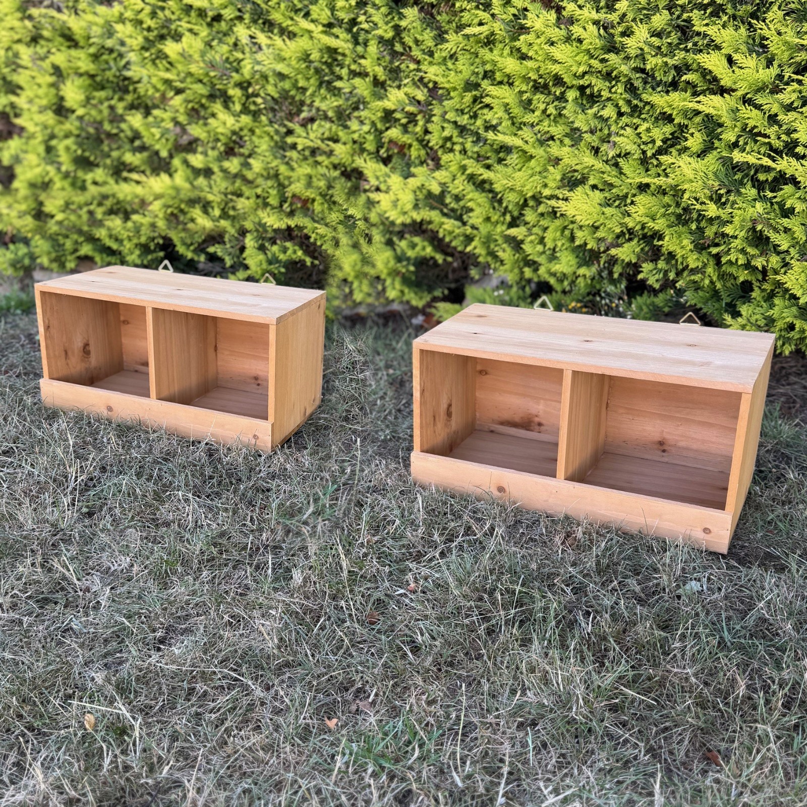 Large Wooden Pigeon Bird House Nest Box Wild Garden Birds Wildlife (Set of 2)