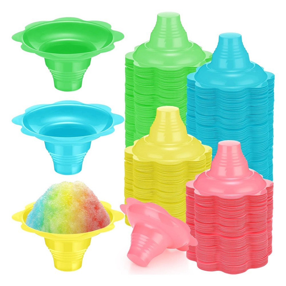 200 Pieces 4 Oz Shaved Ice Cups Flower Shaped Snow Cone Cups Leak Proof6884