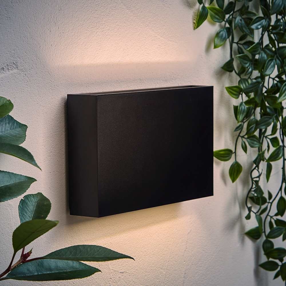 Garden Wall Light Fitting Black Outdoor Integrated LED Down Light IP65 Outside