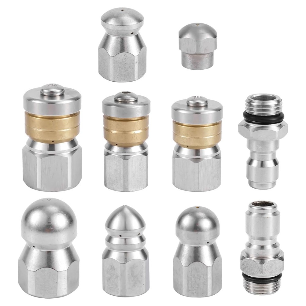 2X(10pcs Sewer Jetter Nozzle with 1/4&3/8inch NPT Connectors,Nozzle for9626