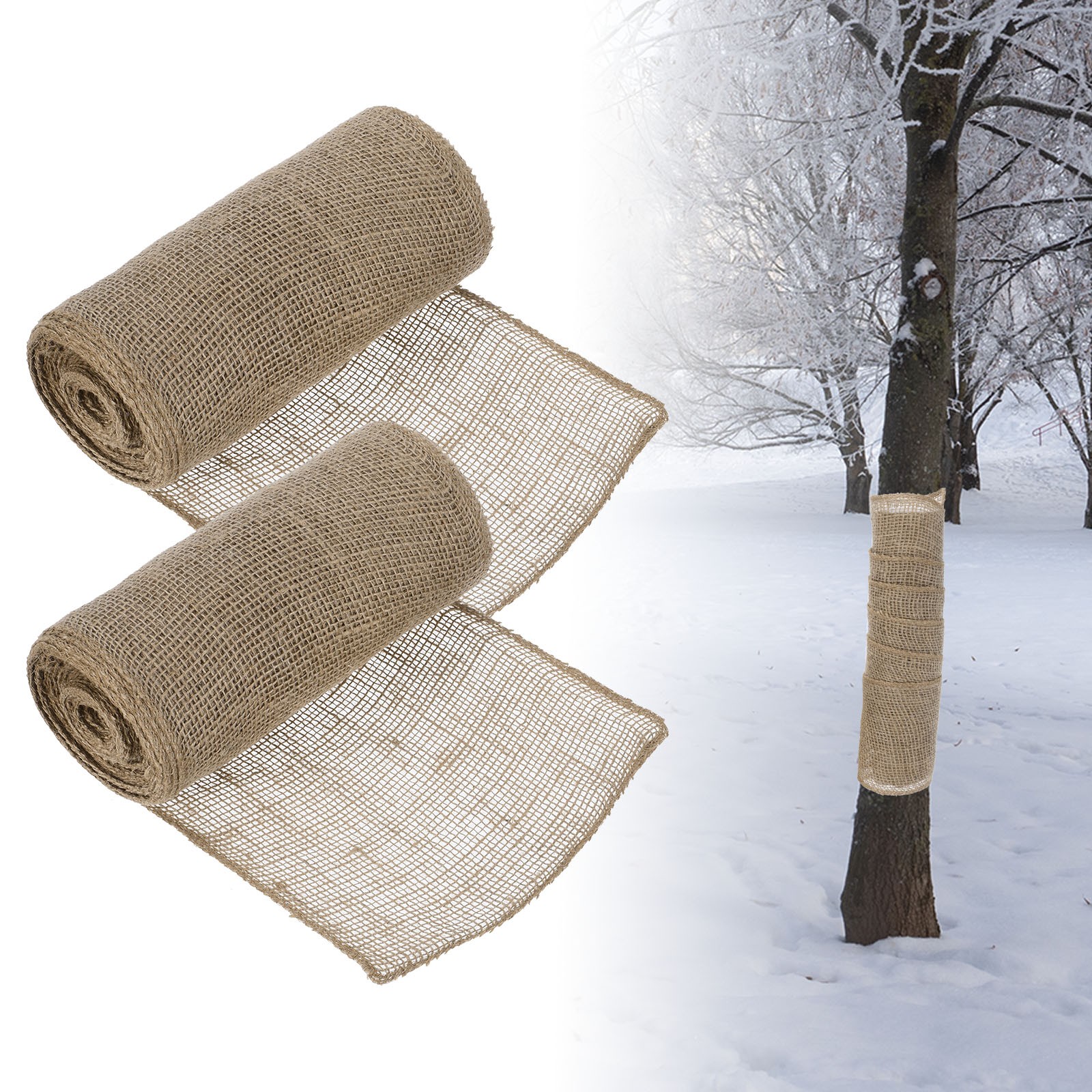 2 Rolls Natural Burlap Tree Wraps 32.8Ftx9.8In Winter Tree Trunk Protector Wrap