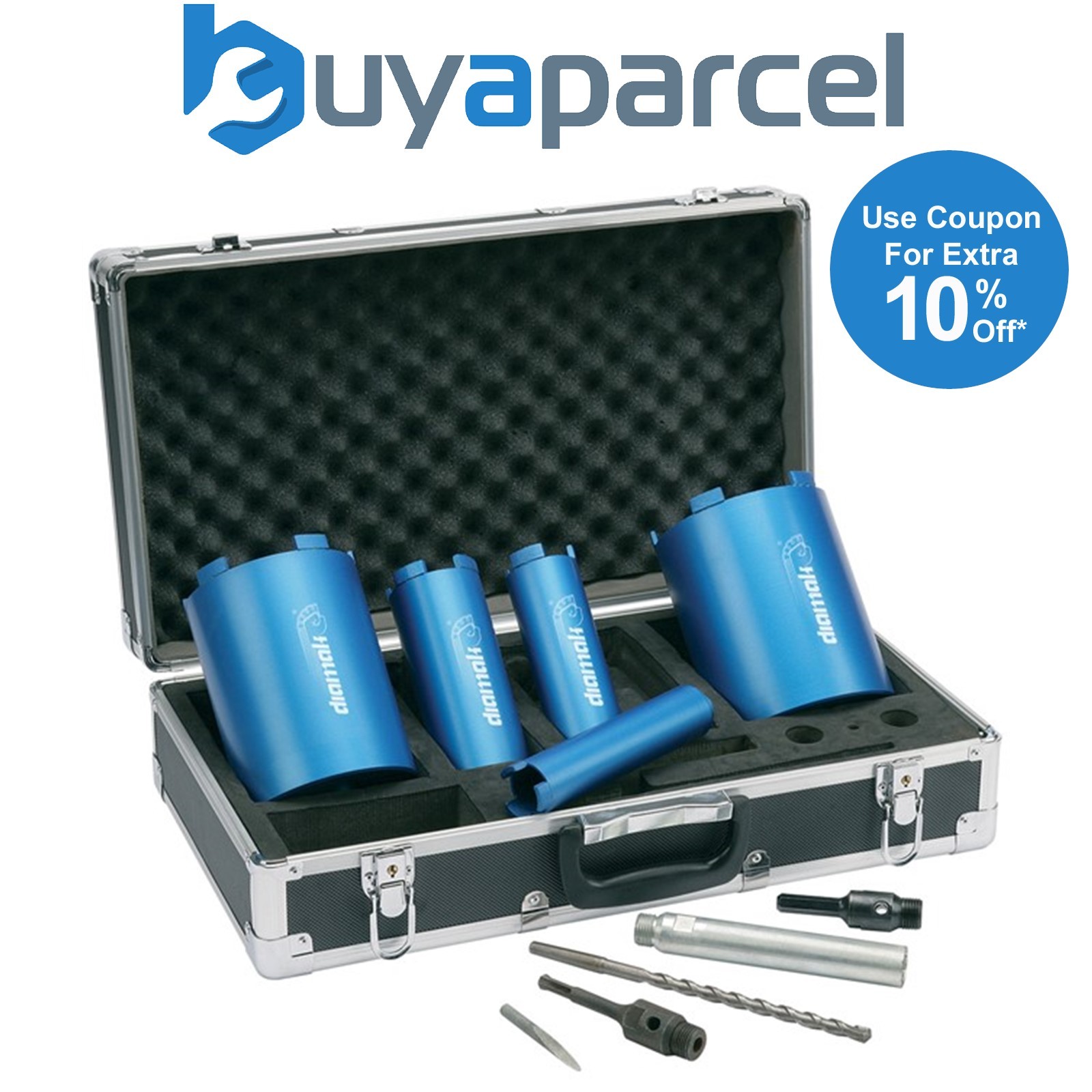 Makita P-74712 10 Piece 5 CORE Diamond Core Set for Granite Marble + Metal Case