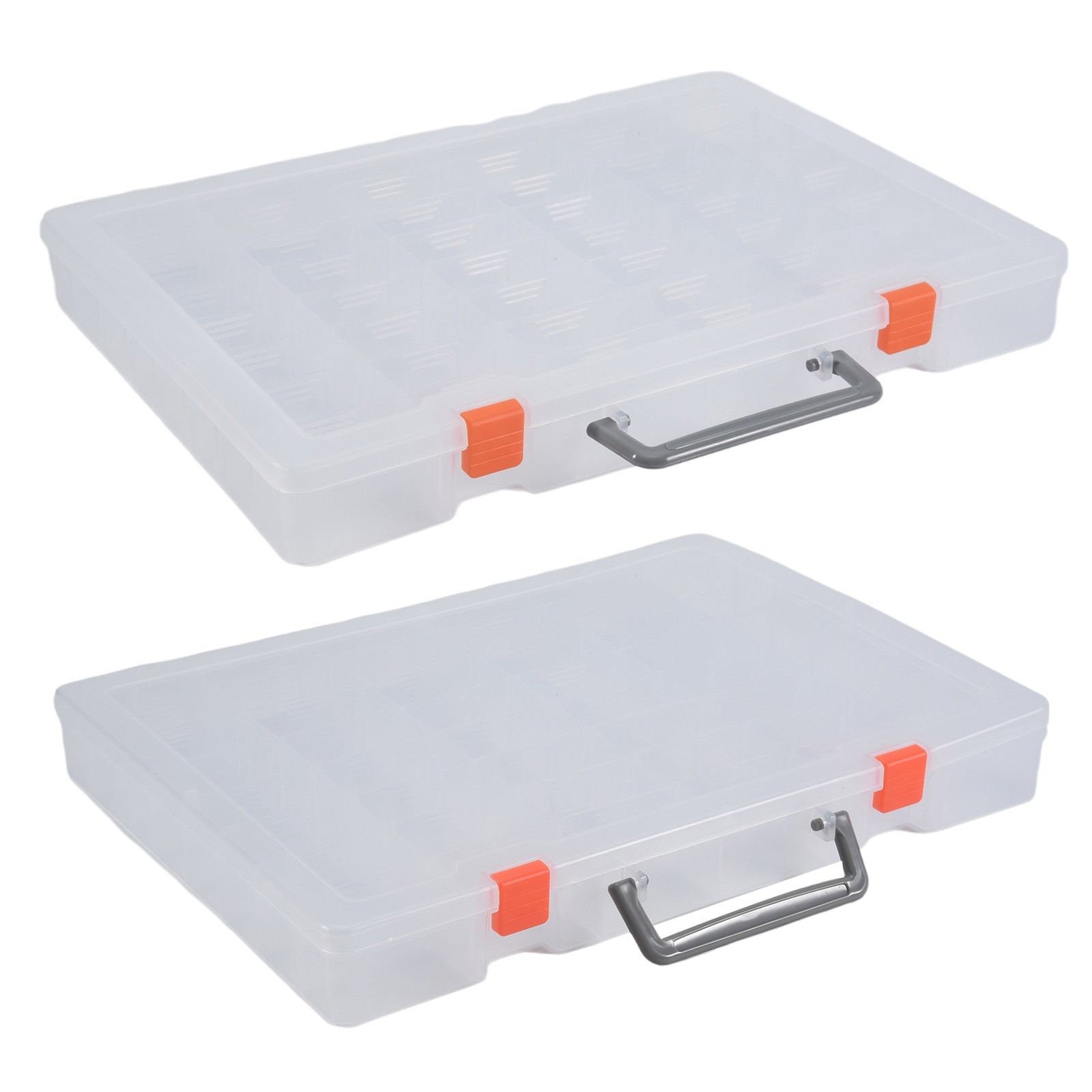 2 Pack 48 Grids Clear Plastic Organizer Boxes with Adjustable Dividers,8036