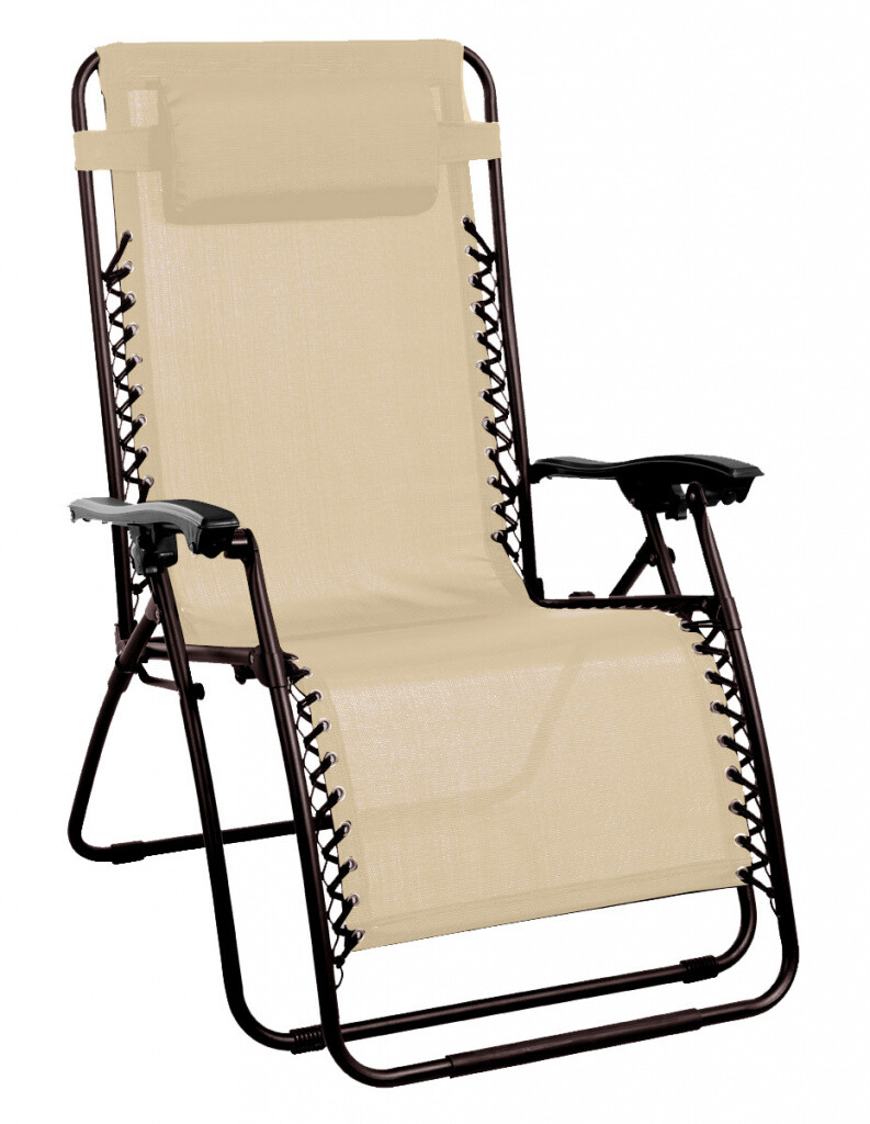 Zero Gravity Garden Chair Beige Relaxer Lounger Head Rest Pillow SupaGarden