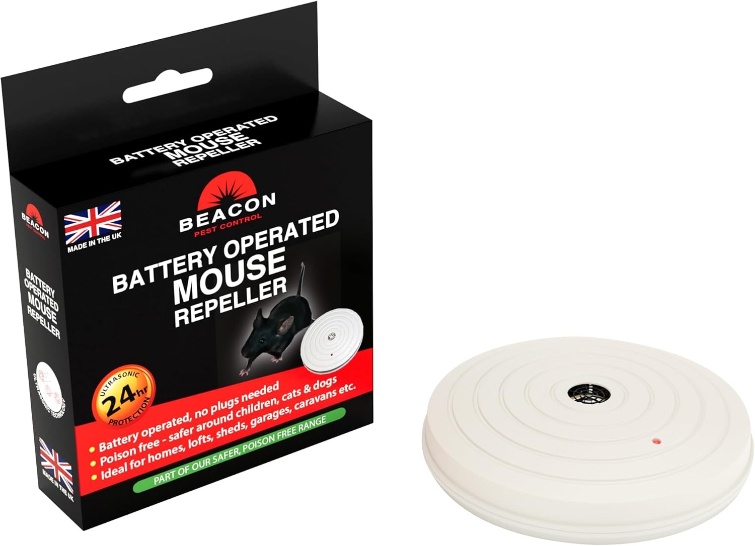 BEACON Battery Operated Mouse Repeller - Ultrasound Technology - Repels Mice -