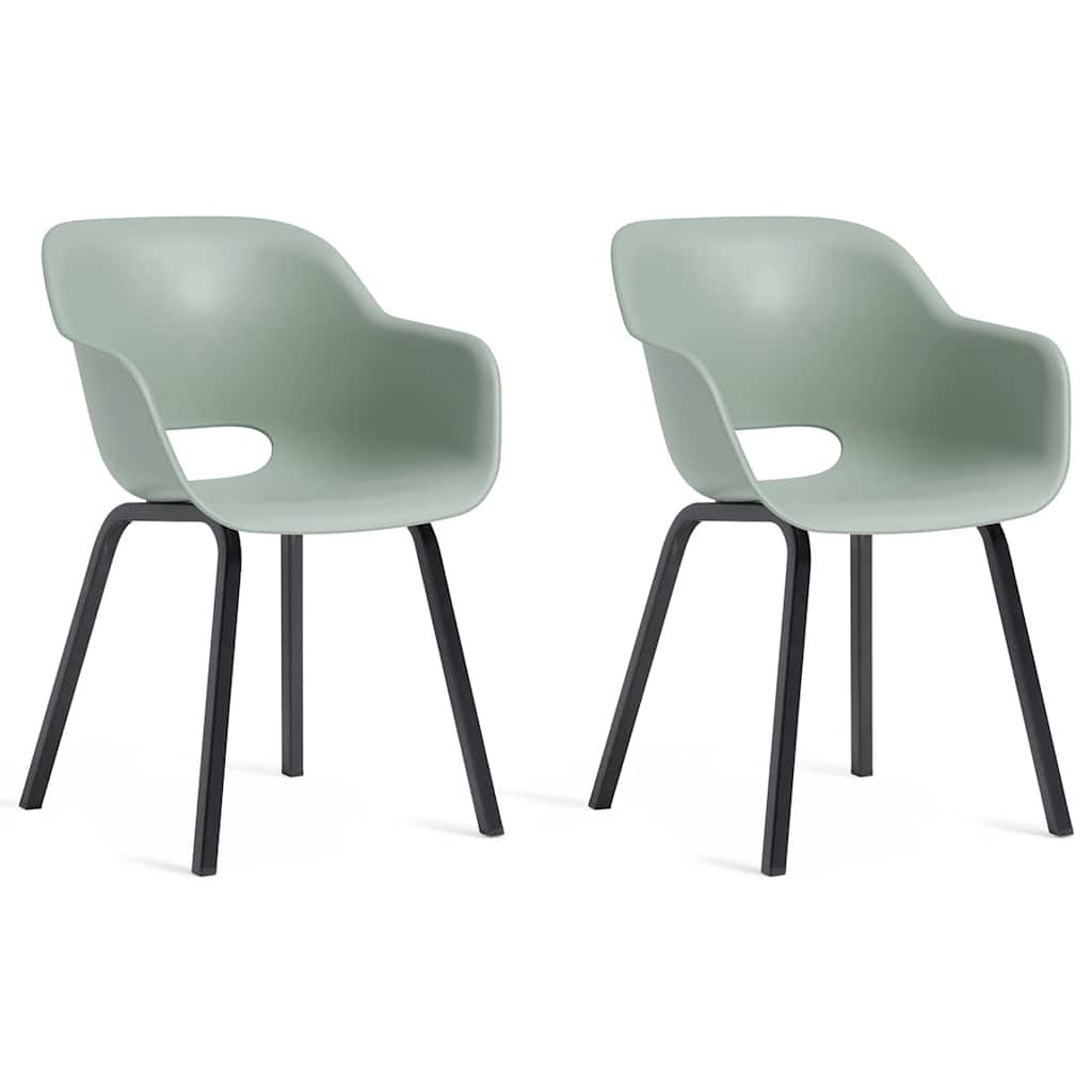 Keter Garden Chairs 2pcs Vintage Green Metal Legs Outdoor Patio Seating vidaXL