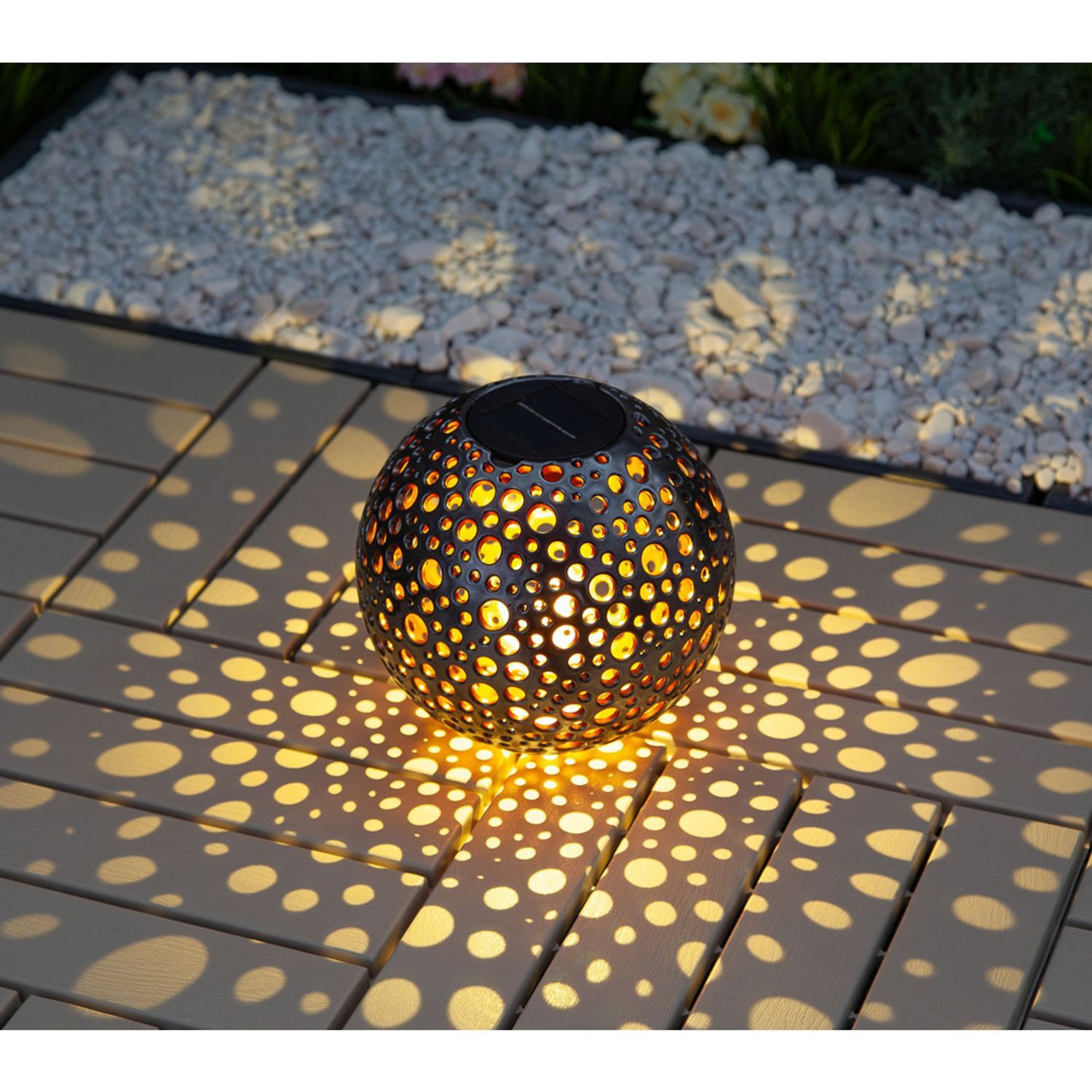 4x Solar Sphere Light Metal Look 20cm Garden Light Table Lamp Ball Lamp