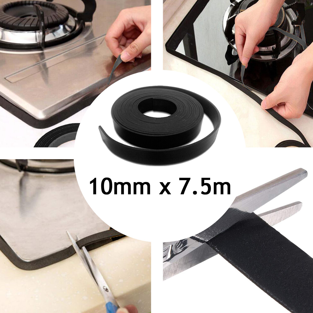 UNIVERSAL Hob Seal Strip Foam Tape Self Adhesive Hotplate Gasket 10mm x 7.5m