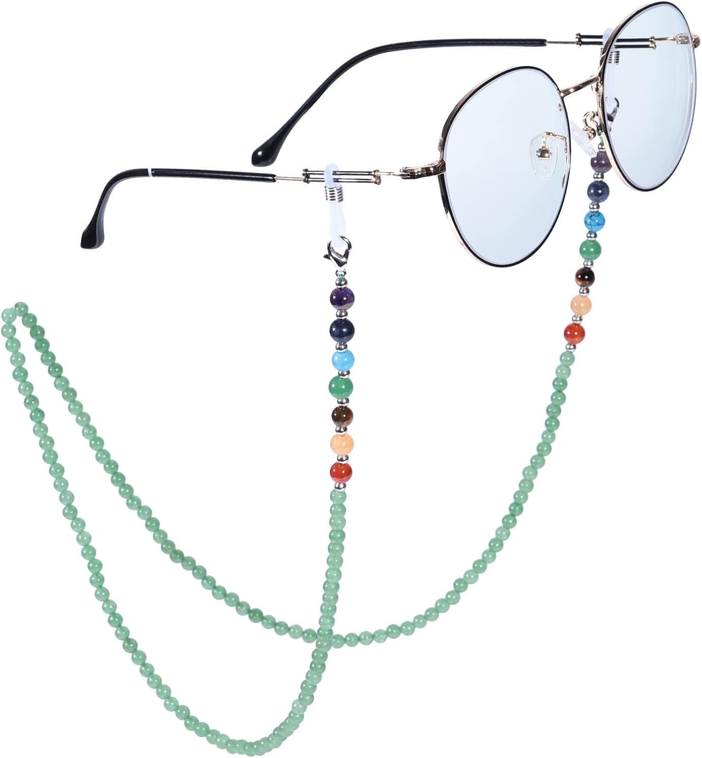 Nupuyai 7 Chakra Stein Perlen Brillenkette Damen Kristall Sonnenbrillenkette Ge
