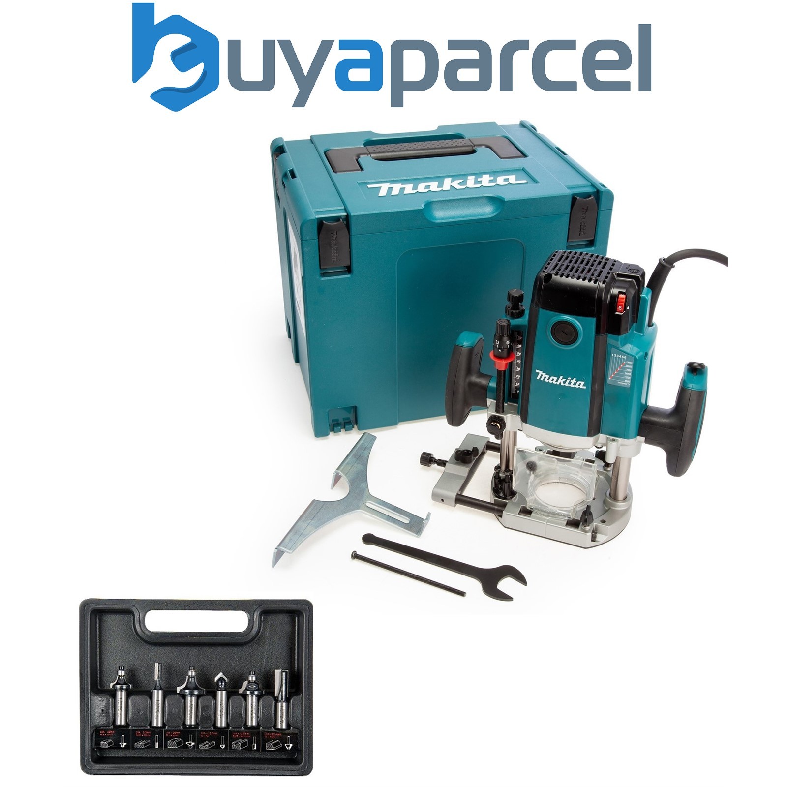 Makita 240v 1/2" Plunge Router RP2303FCJ Variable Speed + Trend 6pc Cutter Set
