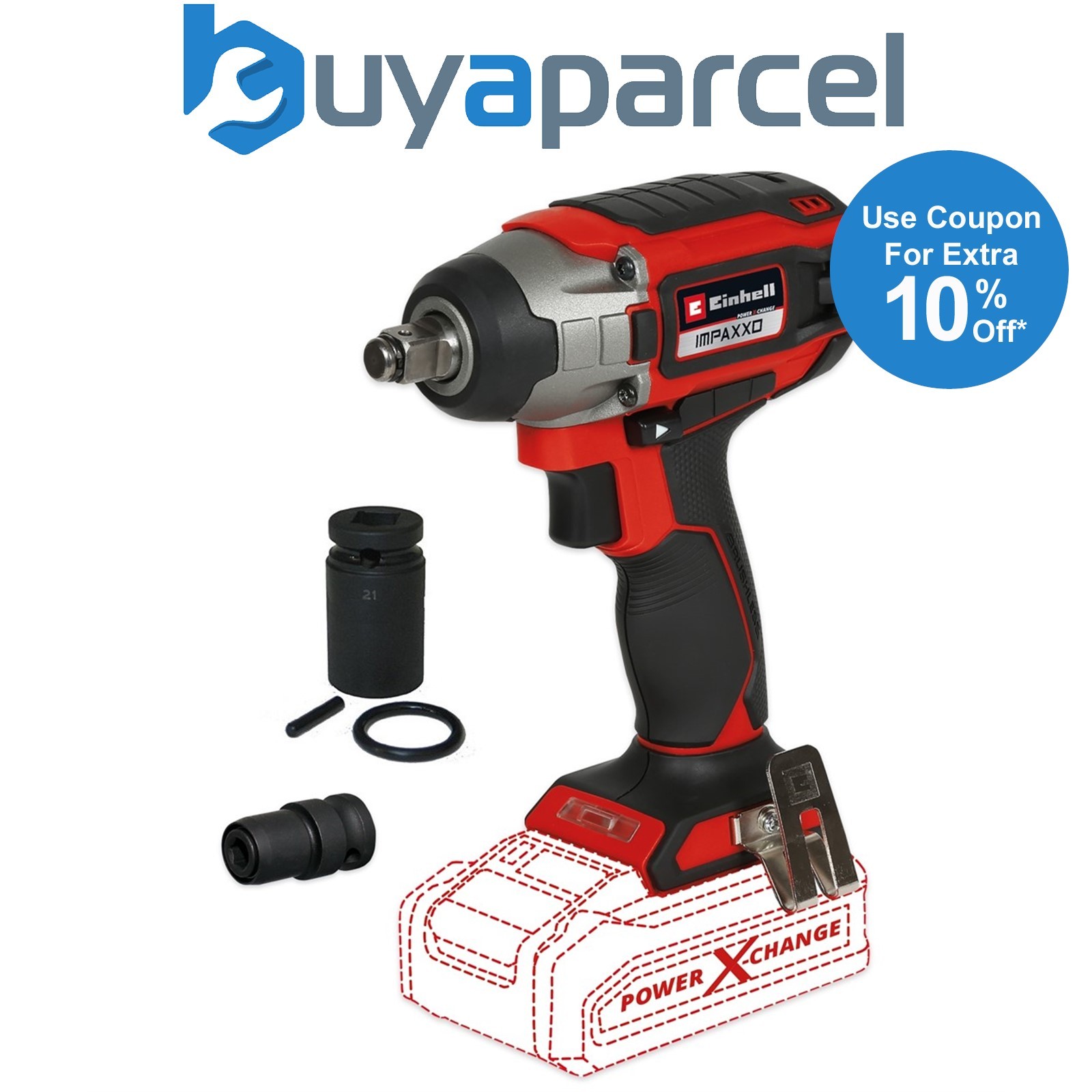 Einhell 18/230 18v PXC Brushless 1/2" Impact Wrench + Scaffolders 21mm Socket