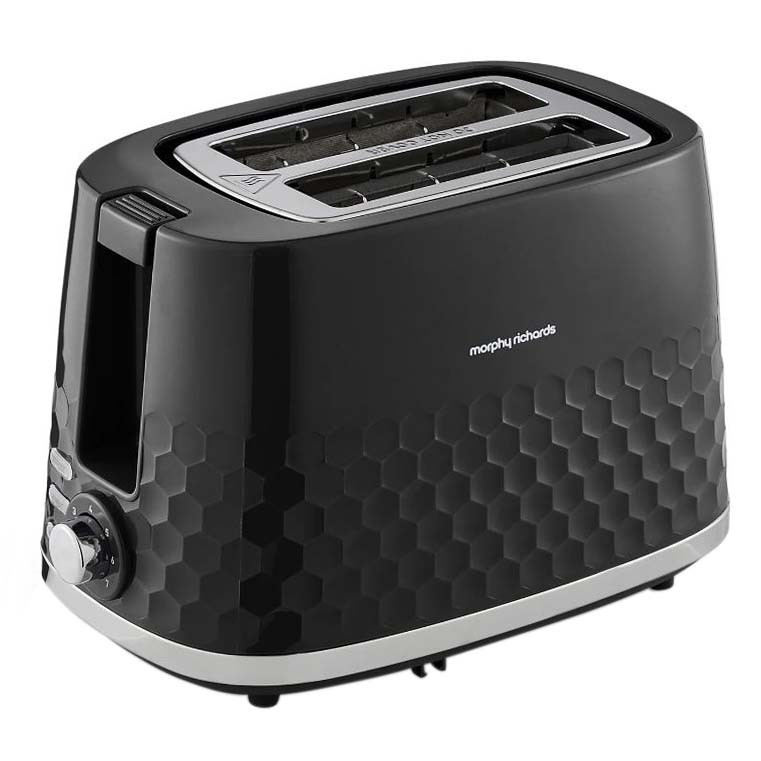 Morphy Richards Hive 2 Slice Toaster Removable Crumb Tray Reheat Defrost Black