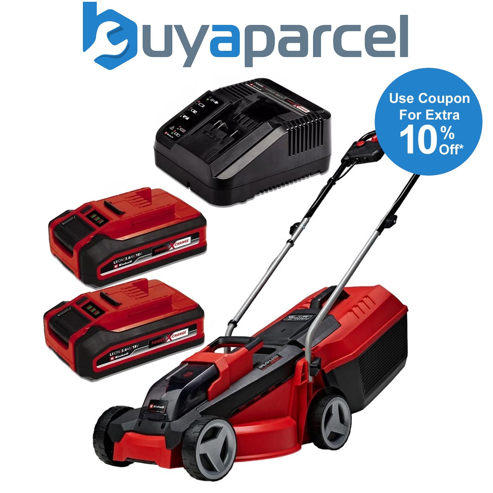 Einhell GE-CM 18/ 18v Cordless Lawnmower 30cm Lawn Mower PXC + 2 X 3.0ah Battery