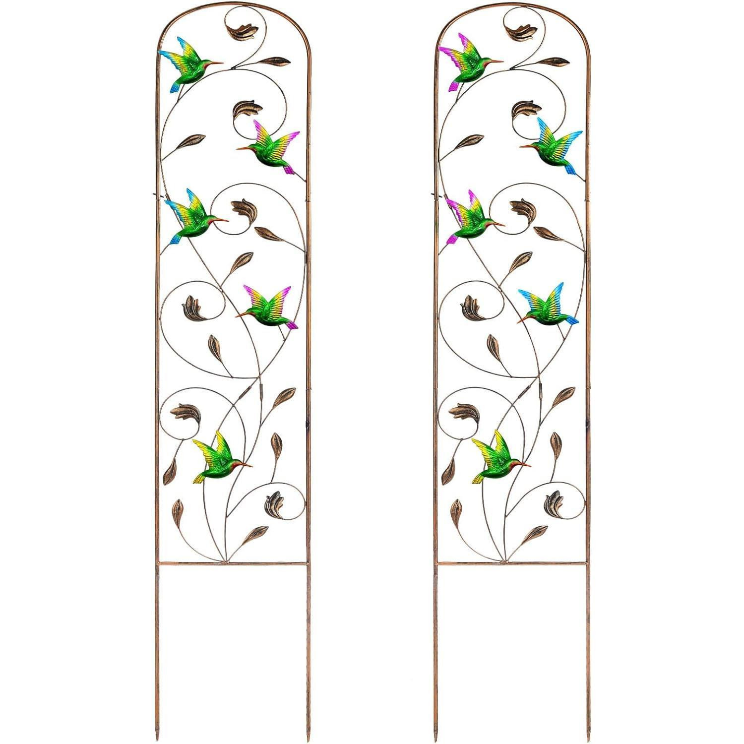 2 Pack Hummingbird 60" Garden Metal Obelisk Climbing Plant Support Frame Trellis