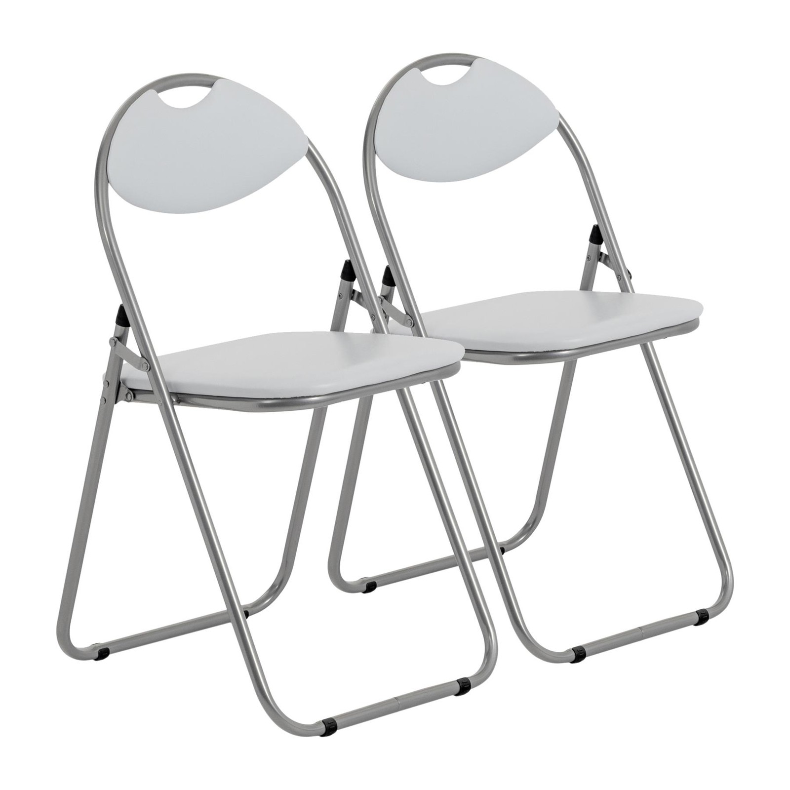 Folding Chairs Padded Faux Leather Studying Dining Office Event Chair White x2
